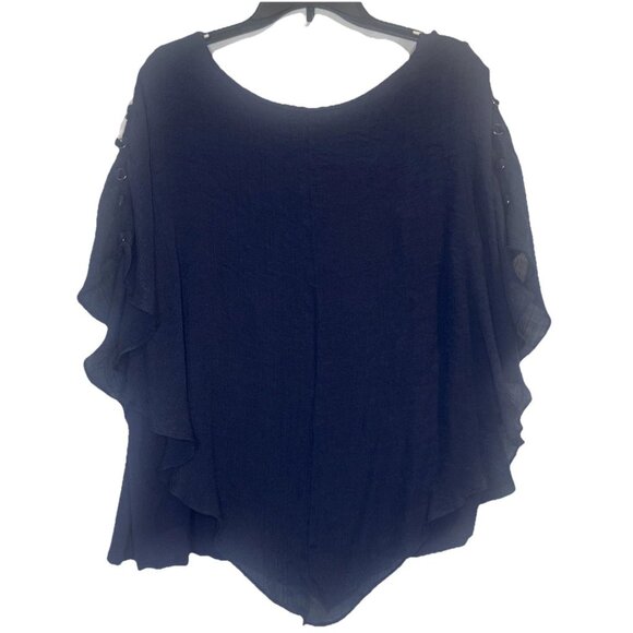 Zac & Rachel Women’s Navy Blue Flutter Short Sleeve Lined Blouse Top Plus Sz 2X - Picture 7 of 12